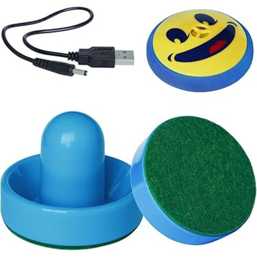 Rechargeable Floating Pucks & Paddles - Any Flat Surface Air Hockey, Includes Charging Cable and Strikers
