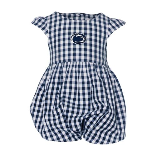 Penn State Nittany Lions Garb Girl's Infant Cara Gingham Ruffled Bodysuit - Navy