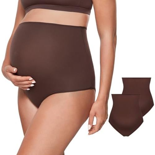 INLYRIC Women's Inbarely Soft Maternity Underwear - Over Bump High Waist Briefs Soft Full Coverage Pregnancy Panties Pack