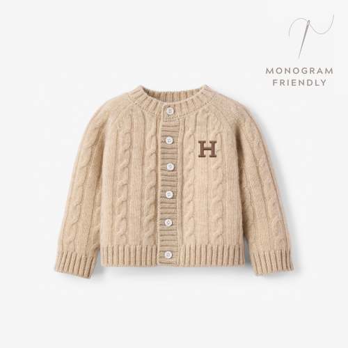 Camel 100% Cashmere Knit Baby Cardigan – Elegant Baby