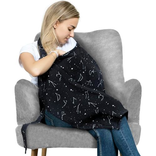 San Francisco Baby Nursing Cover, Breathable 360° Nursing Cover Up, Privacy Breastfeeding Blanket - Premium Black