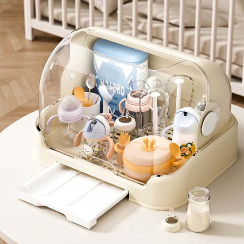 Baby Bottle Drying Rack with Cover, Portable Baby Bottle Storage Organizer for Countertop Or Cabinet, Durable Nursing Bottles And Utensils Organizer for Kitchen