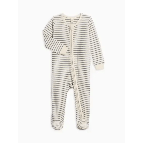Colored Organics Peyton Zipper Sleeper 6-12 Months | Summit Stripe / Denim