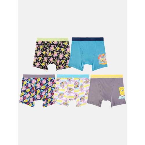 Spongebob Boys Cotton Boxer Brief Underwear 5-pack, Size 4 to 8