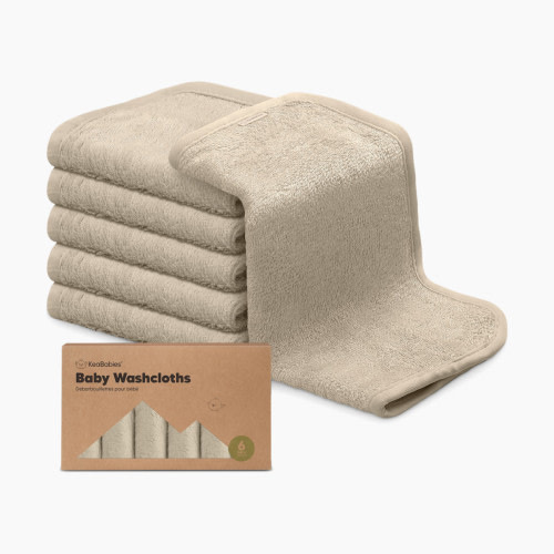 KeaBabies Deluxe Baby Bamboo Viscose Washcloths (6 Pack) - Earth Brown, 6
