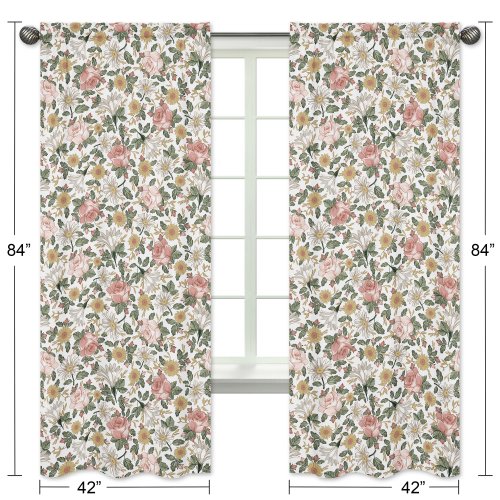 Sweet Jojo Designs Vintage Floral Boho 84-inch Window Treatment Curtain Panel Pair