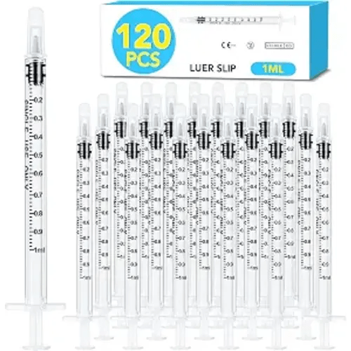 120 PCS 1ml Syringe with Cap for Liquid, Oral Syringes without Needle for Medicine Dropper, Colostrum Collect, Liquid Measuring, Individually Sealed, Luer Slip
