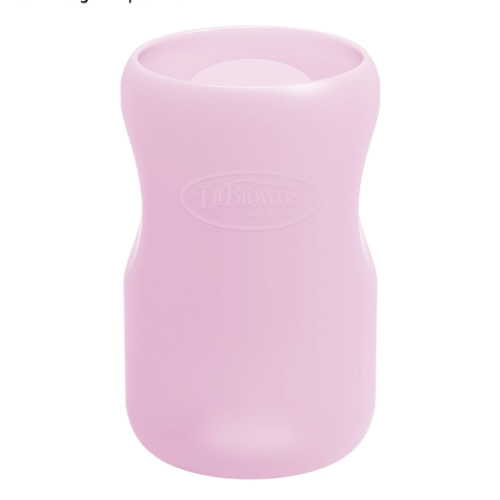 Dr. Brown's Options+ Wide-Neck Glass Bottle Sleeve, 100% Silicone, Pink, BPA-Free, 9 oz, 1-Pack