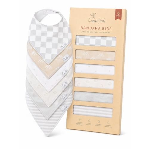 Copper Pearl Baby Bibs 4 Pack & 6 Pack, Bandana Drool Bibs for Baby Girl & Boy, Soft Cotton Bibs for Drooling and Teething