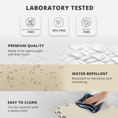 bemaxx Gym Mats Set - 18 pcs EVA Interlocking Foam Floor Tiles (12.6"x12.6"x0.4") 18sqft Protective Gym Flooring Sports Home Workout Exercise Mats Puzzle Garage Fitness Play-Room Garage Pool Treadmill