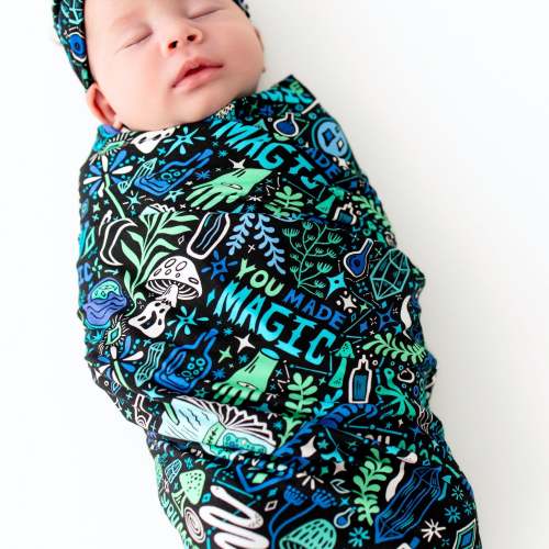The Forever Swaddle Blanket | Mystic Mama (Blue) – Raising Mama