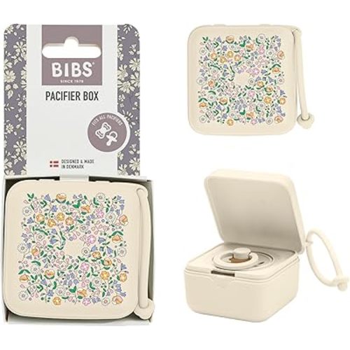 BIBS Liberty Pacifier Box with Strap. Soother Holder and Steriliser case. 100% BPA Free Food-Grade Material - Ivory