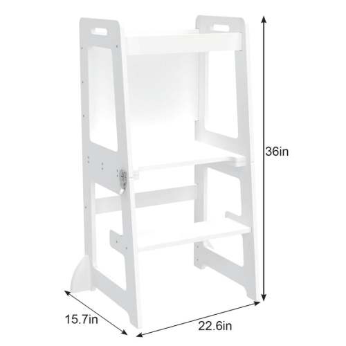 Date - 4 in 1 Kitchen Tower, Desk, Step Stool and Chalkboard - Natural