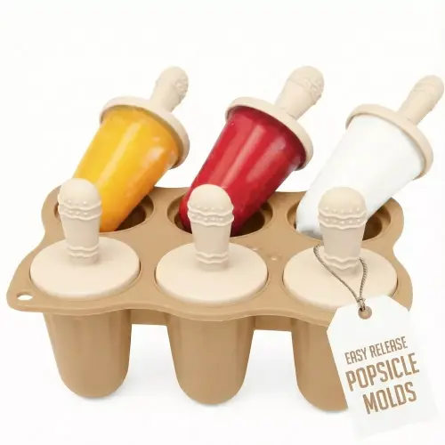 Baby Popsicle Mold, Baby Teething Popsicle Mold Silicone, 6-Cavity Infant & Toddler Ice Pop Molds, Baby Popsicle Teether, BPA-Free, Dishwasher Safe