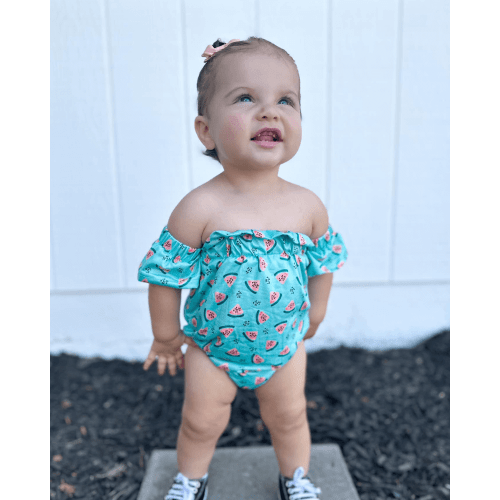 Karli Cold Shoulder Flutter Sleeve Leotard - Watermelon