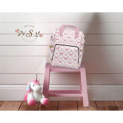 Pink Ribbons and Bows Multifunctional Backpack or Diaper Bag