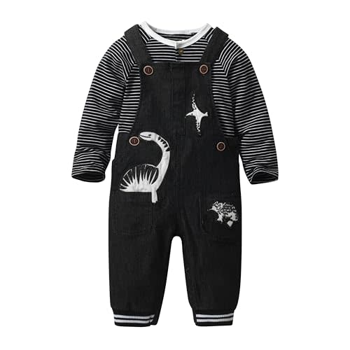 Baby Boy Clothes Set Infant Boy's Long Sleeve Romper+Dinosaur Denim Overalls Toddler Boys Fall Winter Outfits Suit