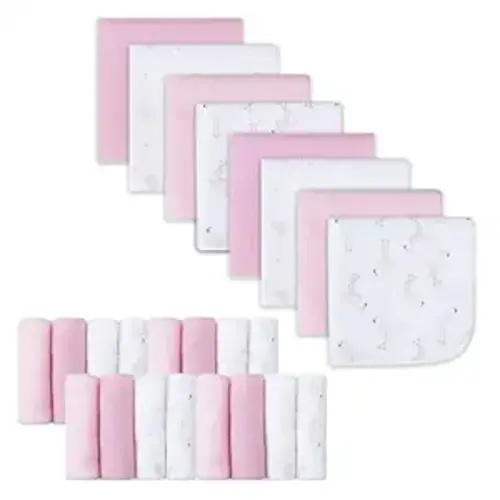 softan Baby Washcloths, 24Pack Baby Wash Cloths Extra Soft & Ultra Absorbent, Baby Towels and Washcloths Face Towel Unisex for Boys Girls Body, Washclothes Gentle on Sensitive Skin, 9x9 Flamingos