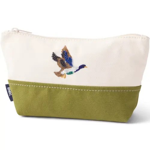 Embroidered Zipper Canvas Pouch | Lands' End