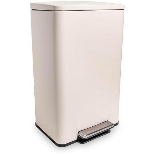 Simpli-Magic 50 Liter / 13.2 Gallon Soft-Close, Smudge Resistant Trash Can with Foot Pedal and Built in Filter- White Color
