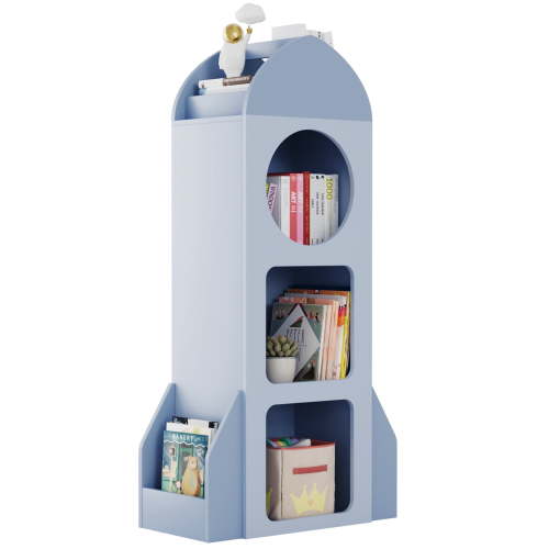 Arlopu 3-Tier Kids Bookshelf and Toy Storage Kids Wood Bookcase with Side shelves for Playroom, Bedroom, Nursery, School