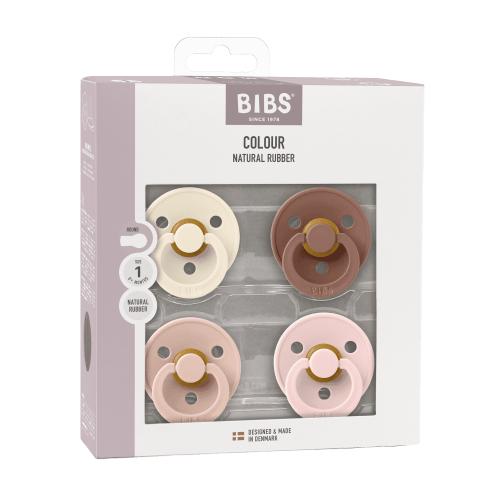 BIBS Pacifier Colour Size 1, 0-6 Months, Ivory/Blush/Woodchuck/Blossom, 4 pack