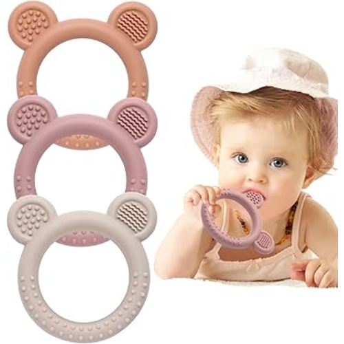Baby Teething Toys 3-6 Months, Teethers for Babies 6-12 Months, Silicone Teething Ring Toys Easy to Grasp, Teething Relief for Baby Infant Toys, BPA Free