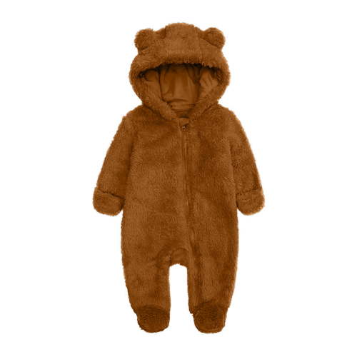 FAIWAD Newborn Baby Fleece Footie Snowsuit Unisex Winter Warm Thicken Zip Up Hooded Outfits for Girls Boys