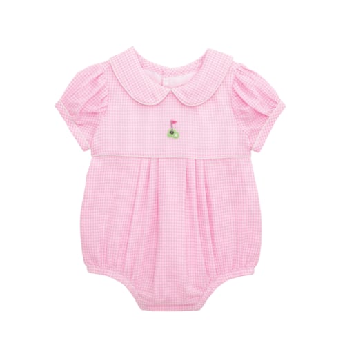 Girl Golf Bubble Outfit 6-9M | Pink Gingham Romper | Mud Pie