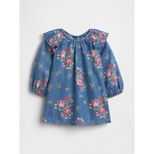Baby Denim Ruffle Shoulder Dress | Gap