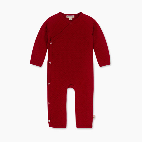 Burt's Bees Baby Romper Jumpsuit, 100% Organic Cotton One-Piece Coverall - Cardinal Red, 0-3 Months