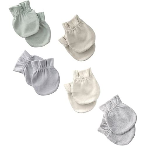 Morgan 5-Pack Mitts 100% Organic Cotton No Scratch Mittens for Newborn Baby Boys & Girls, Sorbet, One Size