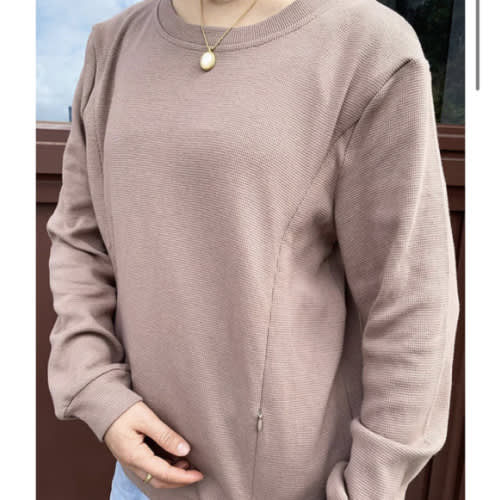Breastfeeding Waffle Knit Solid Zip Sweatshirt