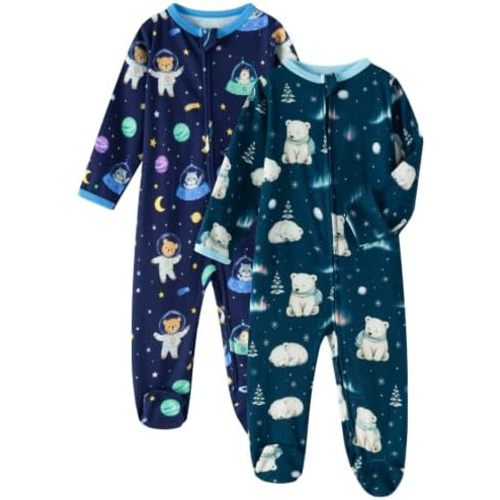 GUISBY Baby Boy Footed Pajamas Cotton Zipper Sleeper, 0-18M