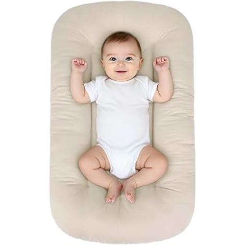 Baby Lounger for Infants Babies 0-24 Months, Bionic Organic Lounger, Soft Cotton Breathable Infant Floor Seats & Loungers for Newborn Baby Shower Gifts (Livid)