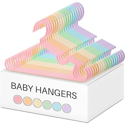 Hsei 60 Pack Pastel Color Plastic Nursery Baby Hangers for Kids