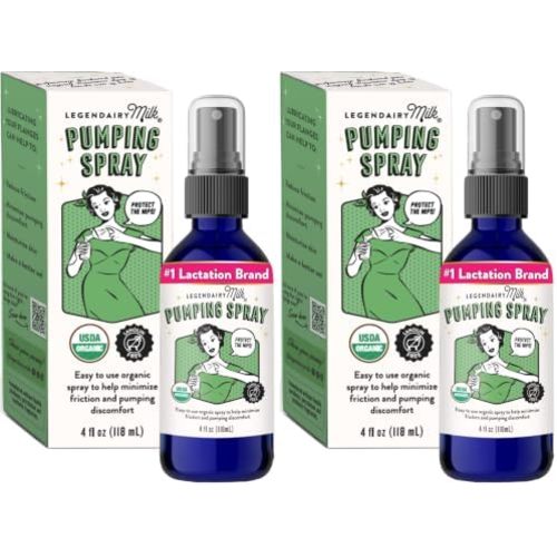 Legendairy Milk Pumping Spray 4 oz., Helps Sore Nipples & Clogged Ducts, Organic Lubricant for Breast Shields and Flanges, Vegan Breast Pump Spray, Natural & Lanolin-Free, Made in USA (Pack of 2)