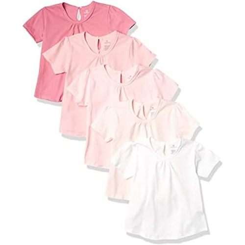 HonestBaby 5-Pack Puff Sleeve T-Shirts, Pink Ombre