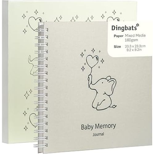 Dingbats* Gender Neutral Baby Memory Book - Spiral Hardcover Keepsake Baby Album with Stickers & Storage Pocket - Baby Journal to Record Milestones, Photos & Special Moments for Boy or Girl