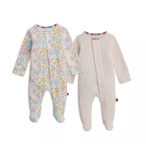 Magnetic Me Girl's Cotton Footie Pajamas - 0-3 Months