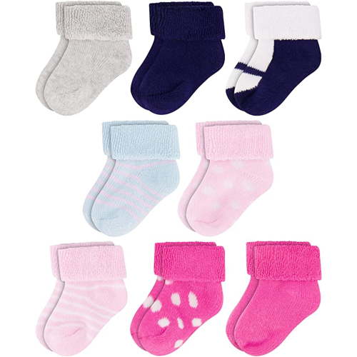 Rising Star Unisex Infant Cotton Terry Crew Baby Socks, 0-12 Months (8 Pack)