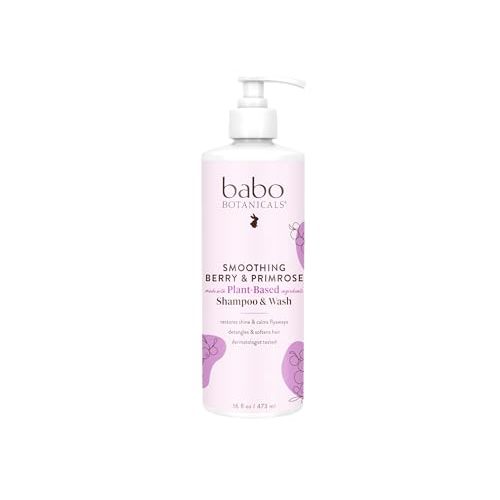 Babo Botanicals Smoothing Berry 2-in-1 Shampoo & Wash - Detangling & Nourishing - Eliminates Frizz & Prevents Static - Evening Primrose Oil - For all ages - Light Berry Fragrance- Vegan