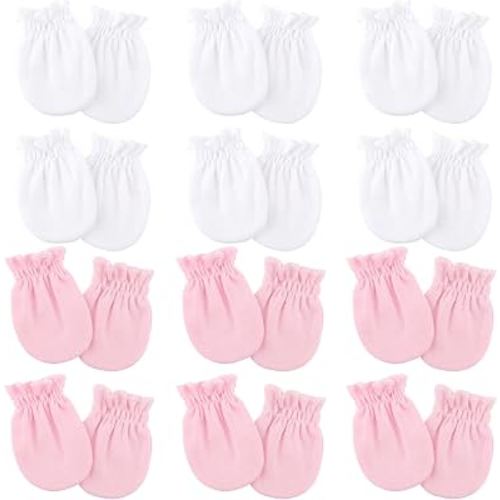BQUBO 12 Pairs Baby Mittens Newborn Infant Mittens No Scratch Cotton Elastic Wrist Gloves for Boys Girls 0-6 Months
