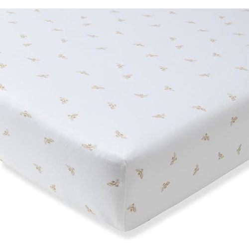 Burt's Bees Baby Essential Organic Cotton Fitted Crib Sheet, Breathable for Boy Girl Standard Crib & Toddler Mattresses