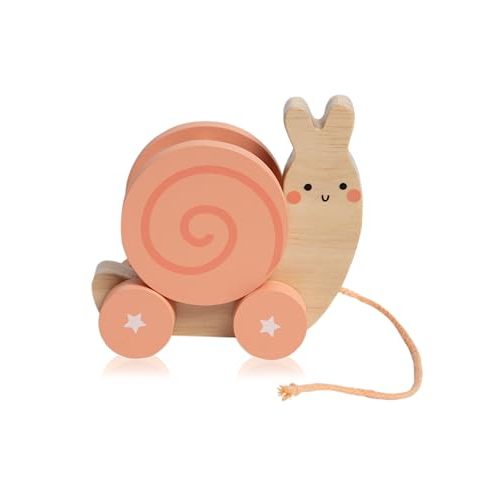 Pearhead Montessori Snail Pull Toy, Pull Along Wooden Toy, Early Development Push and Pull String Toy, Motor Skill Toy for Toddlers Ages 1+ Year