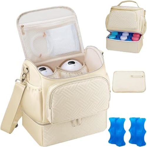 Wearable Breast Pump Bag with Cooler Compartment & Ice Pack & Mat