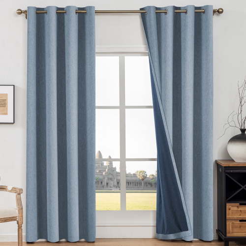 JIATER Blackout Curtains,52 x 84 inch Blackout Curtains Set of 2 for Bedroom Living Room,Thermal Insulated Room Darkening Drapes with Grommet,Blue