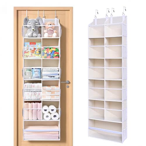 ULG Over the Door Organizer, 6-Tier Hanging Storage with Clear Windows, 19 Pockets for Closet,Bathroom & Nursery Door Organizer