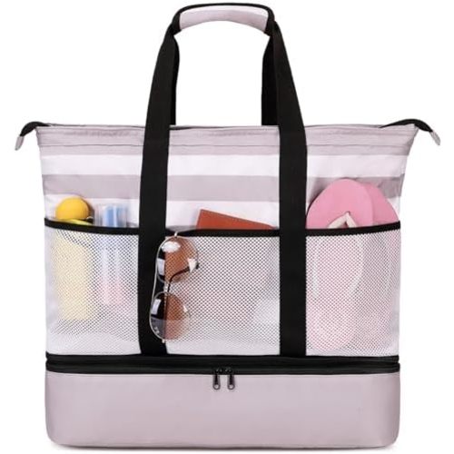 JIANYA Beach Bag Women Waterproof Sandproof Beach Tote Bags with Cooler Top Zipper Large Totes for Pool Travel Daily