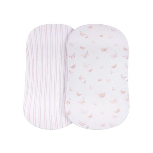 Ely's & Co. Baby Fitted Bassinet Sheet 100% Combed Jersey Cotton Pink for Baby Girl 2 Pack